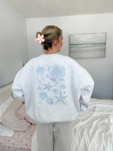 Effortless Pearl Grey Sweatshirt with Tropical Embroidery