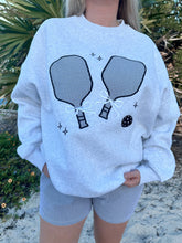 Cozy Pearl Grey Sweatshirt with Delicate Pickleball Embroidery