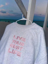 Live Your Best Life Embroidered Sweatshirt in Soft Pearl Grey