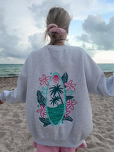 Effortless Pearl Grey Sweatshirt with Surfing The Waves Embroidery