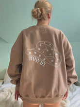 Cozy Embroidered Sweatshirt with Playful Cappuccino Howdy Design