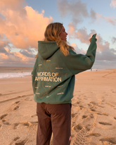 Green Words of Affirmation Oversized Hoodie for Cozy Everyday Style