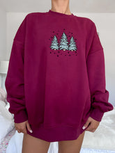 Cozy Embroidered Christmas Sweatshirt with Vintage Red Tree