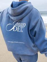Indigo Oversized Hoodie with Inspirational Imago Dei Design