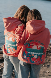 Sunset Surf Hoodie in Coral Hibiscus for Cozy Everyday Adventures
