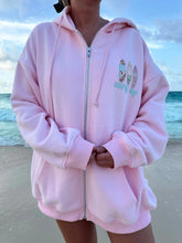 Effortless Beach Day Zip Up Hoodie in Soft Pink