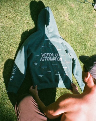 Green Words of Affirmation Oversized Hoodie for Cozy Everyday Style