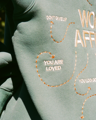 Green Words of Affirmation Oversized Hoodie for Cozy Everyday Style