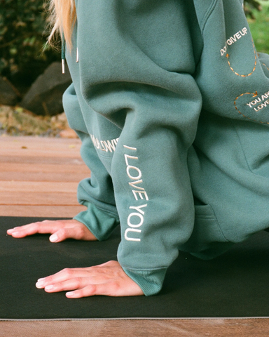 Green Words of Affirmation Oversized Hoodie for Cozy Everyday Style