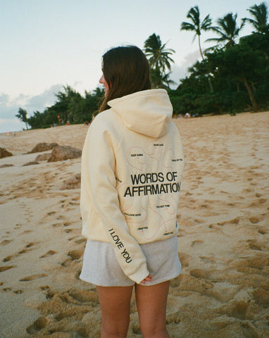 Cream Oversized Hoodie with Words of Affirmation for Everyday Comfort