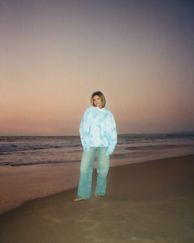 Sky Blue Tie-Dye Oversized Hoodie for Effortless Loungewear