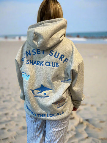 Embroidered Shark Hoodie for Ocean Conservation and Cozy Street Style