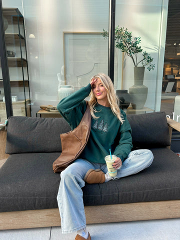 Cozy Christmas Tree Embroidered Sweatshirt for Festive Winter Style