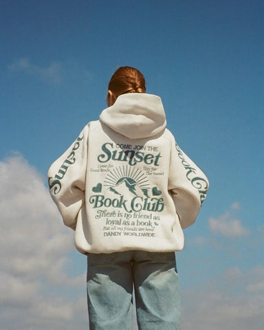 Book Club Cozy Oversized Hoodie in Heather Gray & Blue for Relaxed Reading Vibes