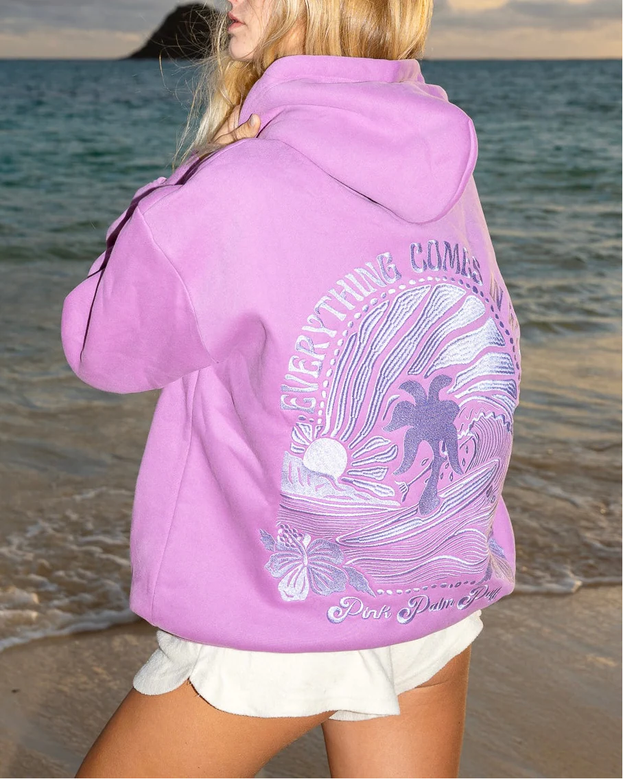 Embroidered Açai Hoodie with Inspirational Wave Design for Everyday Comfort