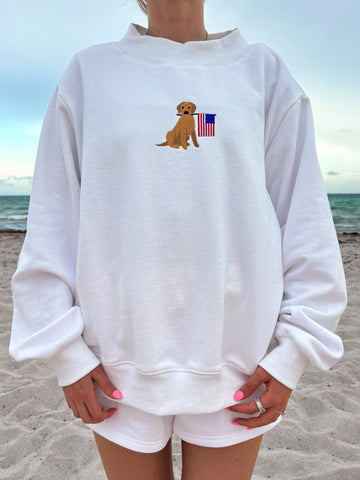 Classic White Patriotic Dog Sweatshirt for Everyday Casual Style