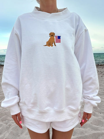 Classic White Patriotic Dog Sweatshirt for Everyday Casual Style