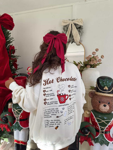Festive Hot Chocolate Embroidered Sweatshirt for Cozy Christmas Moments