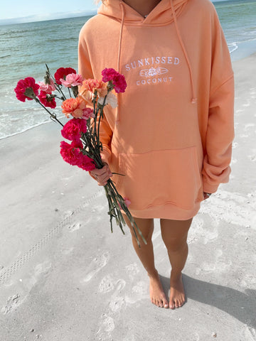 Vibrant Sherbet Orange Embroidered Hoodie for Effortless Street Style