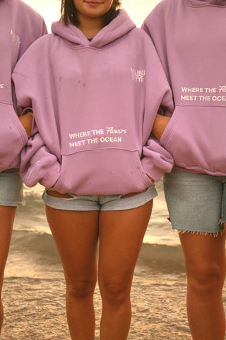 Violet Embroidered Coastal Hoodie for Effortless Beachside Style