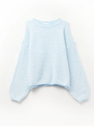 Soft Striped Baby Blue Sweater for Cozy Everyday Style