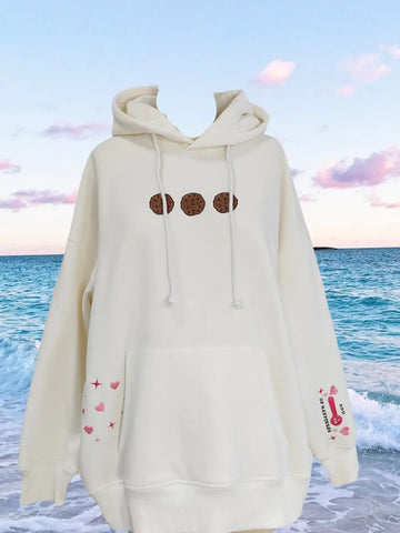Ivory Embroidered Cookie Hoodie for Cozy Baking Vibes