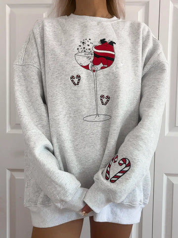 Festive Tipsy Santa Embroidered Sweatshirt for Cozy Holiday Style