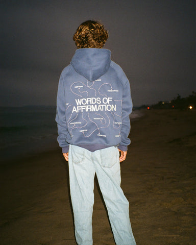 Oversized Blue Hoodie with Inspirational Words of Affirmation for Cozy Everyday Style