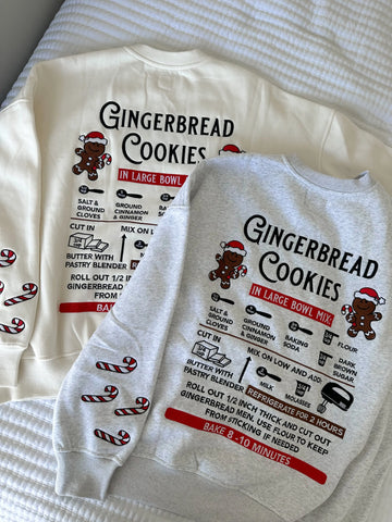 Ivory Gingerbread Recipe Embroidered Christmas Sweatshirt | Cozy Holiday Style