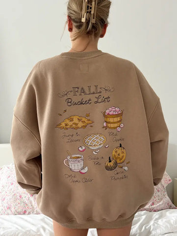 Cozy Fall Bucket List Embroidered Sweatshirt for Autumn Adventures