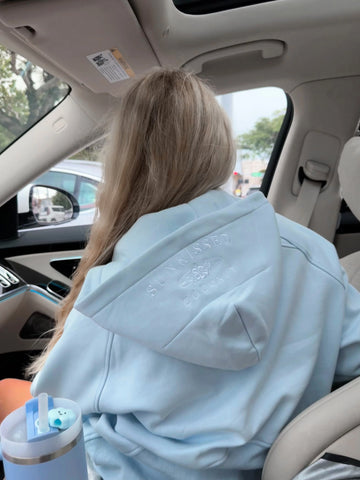 Diamond Blue Quarter Zip Hoodie for Effortless Pilates Style