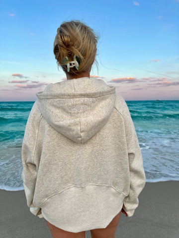 Effortless Grey Quarter Zip Hoodie for Pilates and Everyday Style