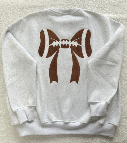 Embroidered Football Bows Sweatshirt for Game Day Style