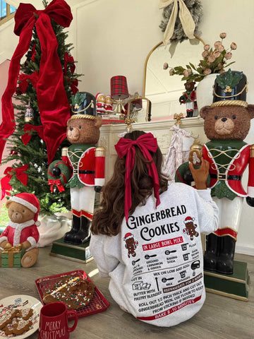 Pearl Grey Gingerbread Recipe Embroidered Christmas Sweatshirt for Cozy Holiday Style