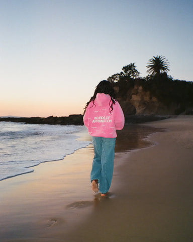 Vintage Washed Pink Hoodie with Inspirational Affirmation Print