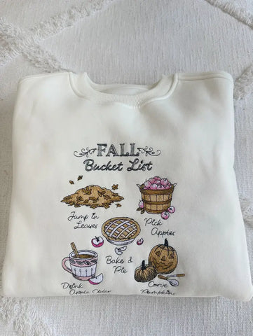 Embroidered Fall Bucket List Sweatshirt for Cozy Autumn Days