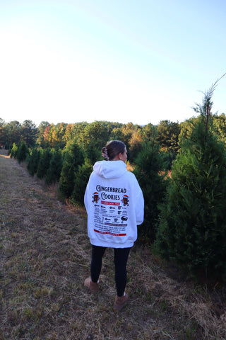 Pearl Grey Cozy Hoodie with Festive Gingerbread Recipe Embroidery