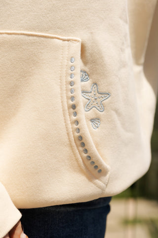 Sand Hoodie with Live in the Moment Embroidery for Everyday Inspiration