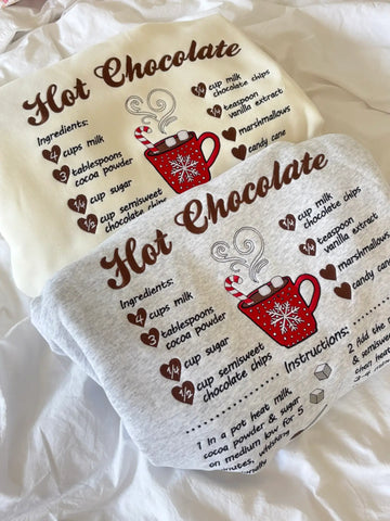 Cozy Hot Chocolate Recipe Embroidered Hoodie for Christmas Comfort