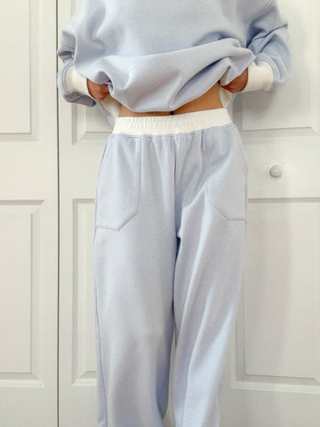 Effortless Blue and White Striped Sweatpants for a Casual Chic Look