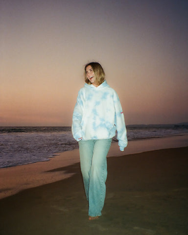 Sky Blue Tie-Dye Oversized Hoodie for Effortless Loungewear