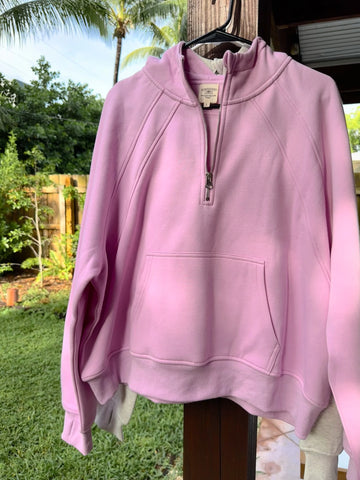 Pink Lavender Quarter Zip Hoodie for Effortless Pilates Style