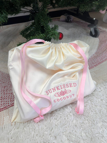 Luxury Embroidered Gift Bag with Pink Ribbon for Special Presents