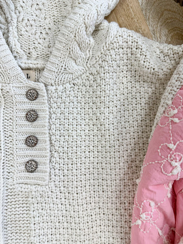 Cozy Quilted Hoodie Sweater in Soft Pink for Effortless Everyday Style