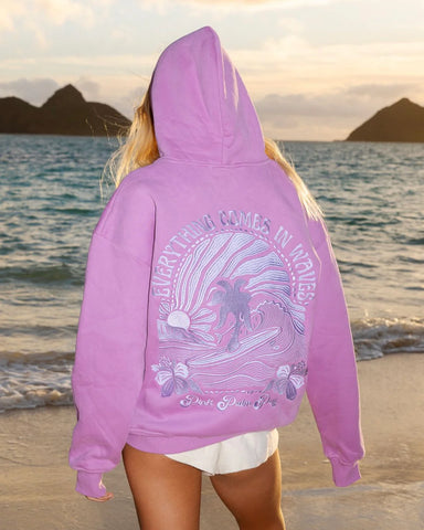 Embroidered Açai Hoodie with Inspirational Wave Design for Everyday Comfort