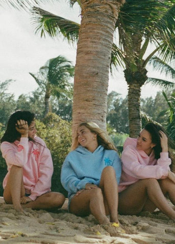 Cozy Embroidered Hoodie in Soft Blue with Inspirational Wave Design