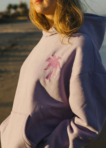 Lilac Butterfly Embroidered Hoodie with Inspirational Quote