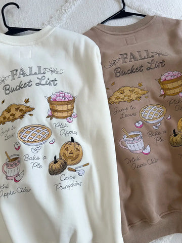 Cozy Fall Bucket List Embroidered Sweatshirt for Autumn Adventures
