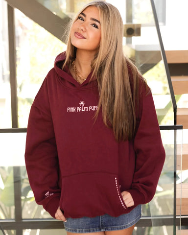 Cherry Red Hoodie with Live in the Moment Embroidery for Everyday Inspiration