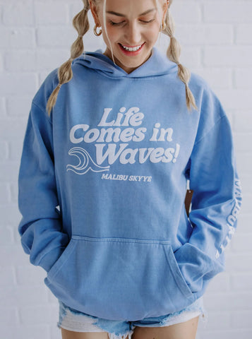 Garment Dyed Hoodie with Puff Print Waves for Effortless Street Style